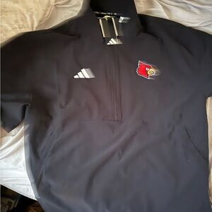 Adidas Black Coaches Sideline Pullover Jacket LOUISVILLE CARDINALS